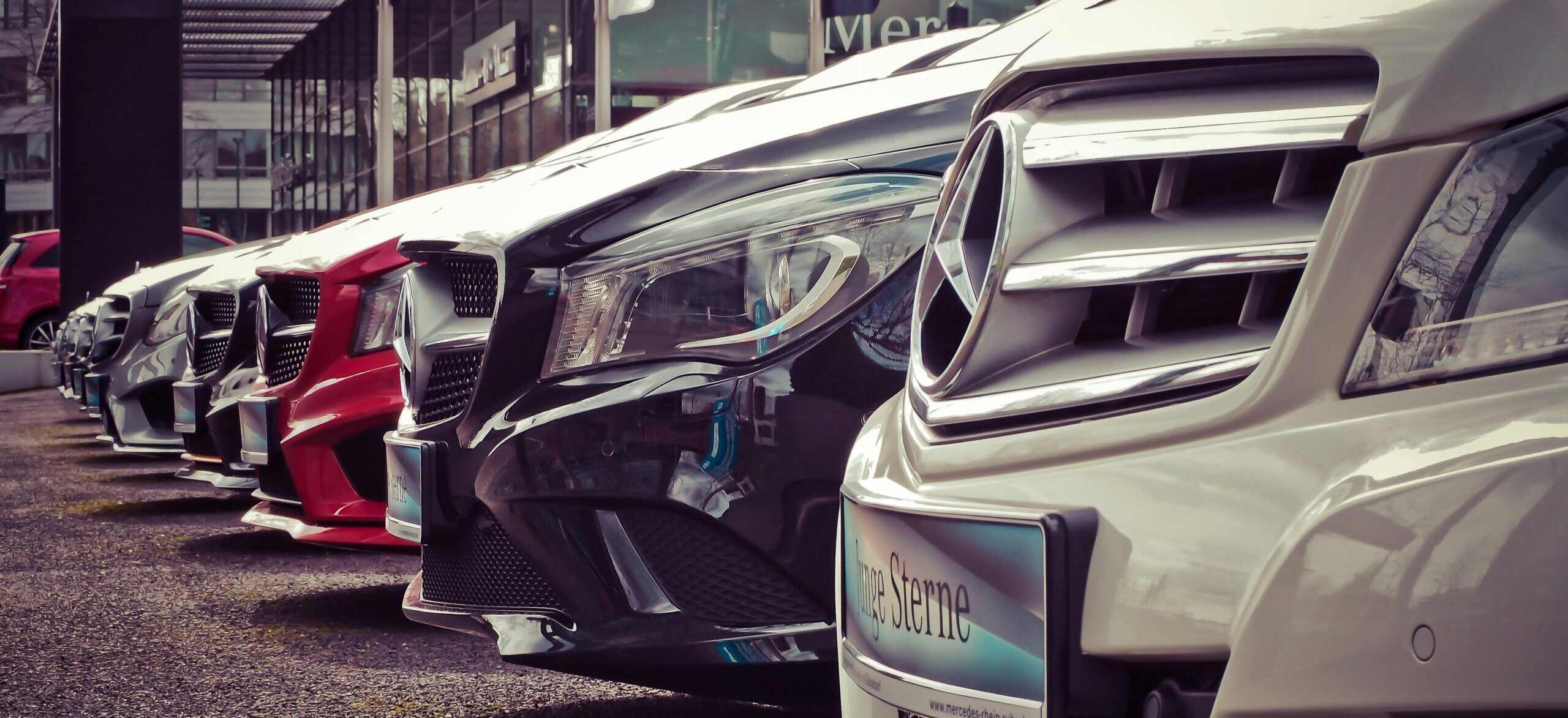 Mercedes Benz Parked in a Row