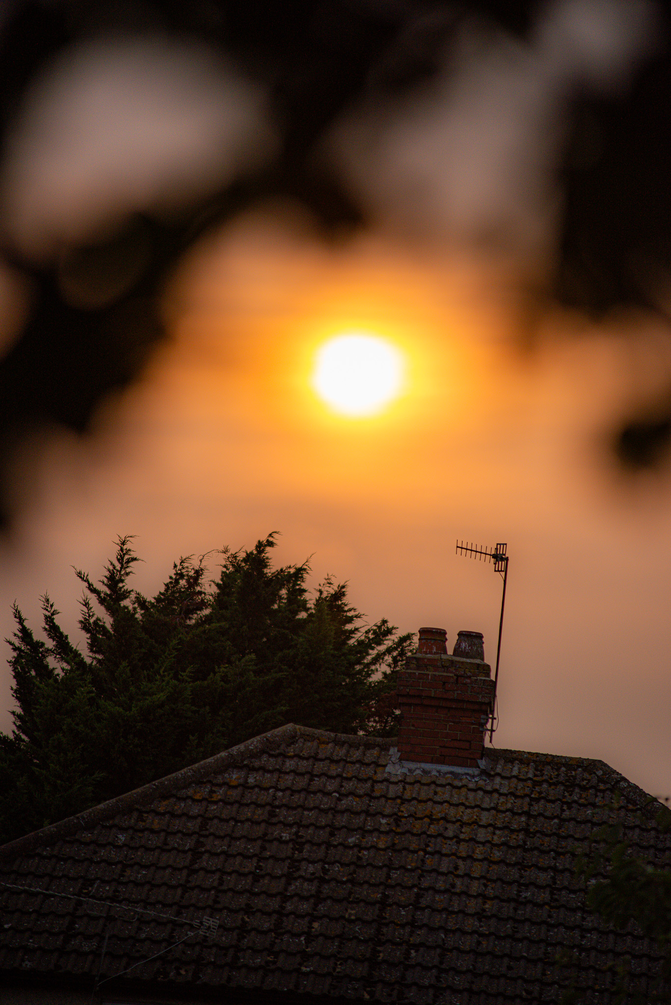 Warm August skyline in Luton minutes before nightfall